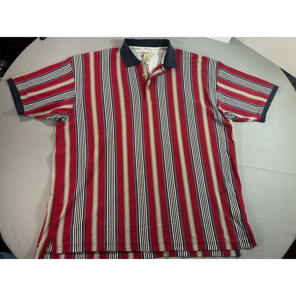 Eddie Bauer Vintage Stripe Polo Men’s XL Retro Skate Streetwear 90s